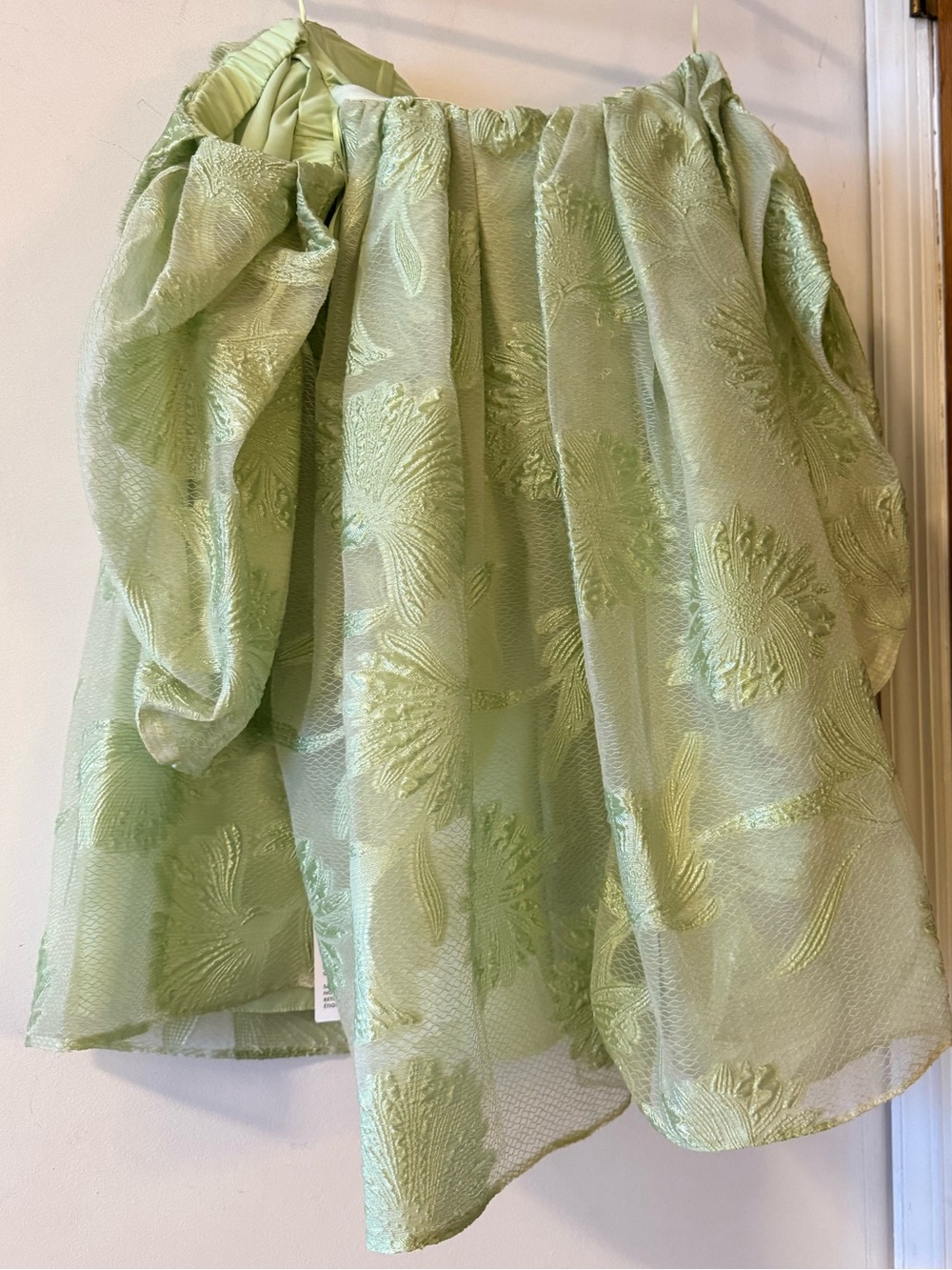 ASOS EDITION jacquard off the shoulder mini dress in light green - Picture 4 of 9